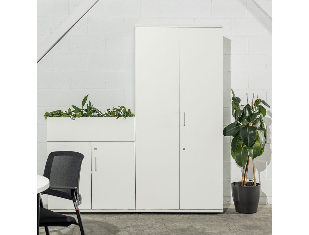 ARMARIO ROCADA CON DOS ESTANTES SERIE STORE 78X90X45 CM ACABADO AW04 BLANCO/BLANCO
