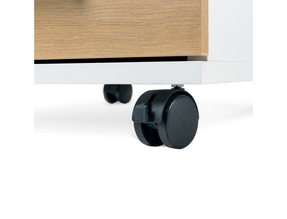 CAJONERA ROCADA CON TRES CAJONES SERIE STORE 60X40X60 CM ACABADO GRIS/HAYA