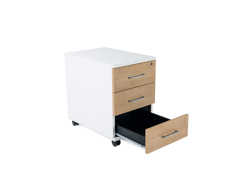 CAJONERA ROCADA CON TRES CAJONES SERIE STORE 58X40X59,5 CM ACABADO AW04 BLANCO/BLANCO