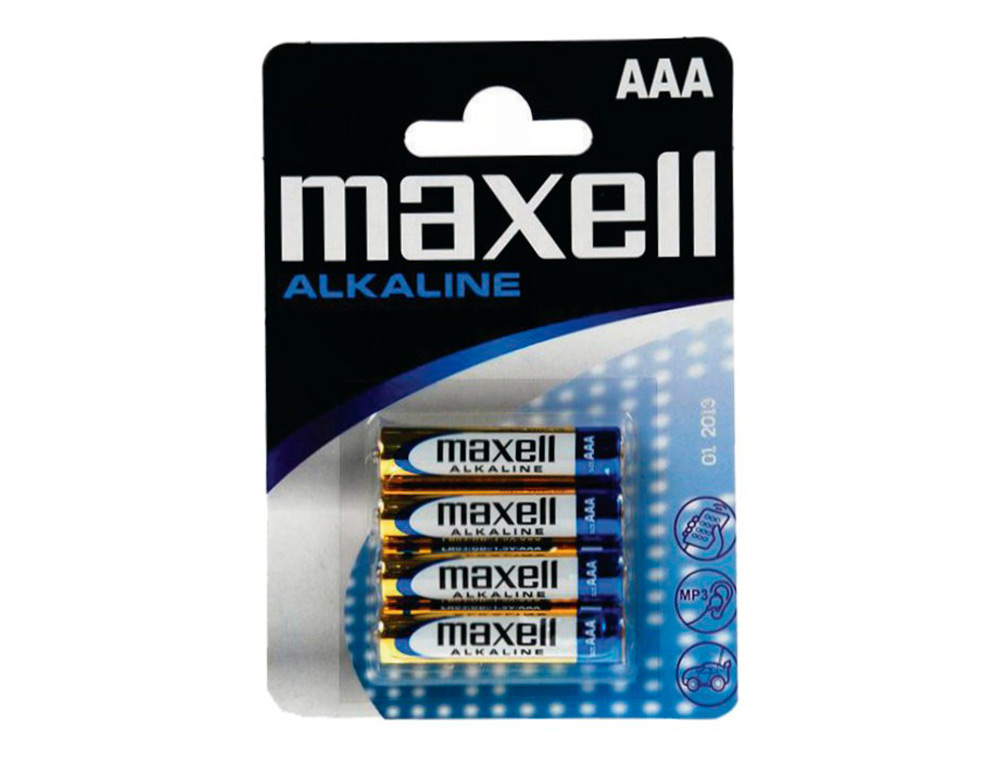 PILA MAXELL ALCALINA 1.5 V TIPO AAA LR03 BLISTER DE 4 UNIDADES