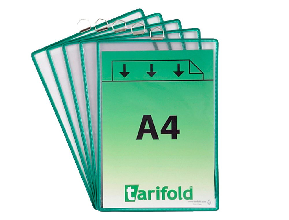 FUNDA PARA COLGAR DJOIS DIN A4 PVC CON ANILLA MARCO VERDE PACK DE 5 UNIDADES