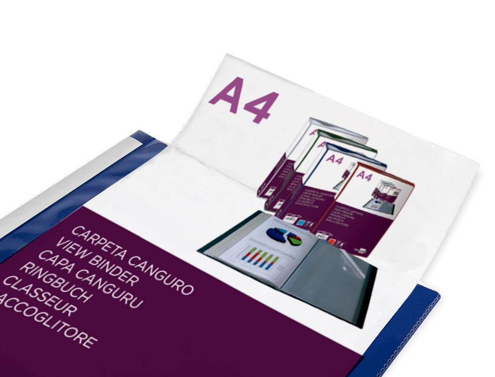 CARPETA LIDERPAPEL 30 FUNDAS CANGURO PP DIN A4 AZUL TRANSLUCIDO PORTADA Y LOMO PERSONALIZABLE