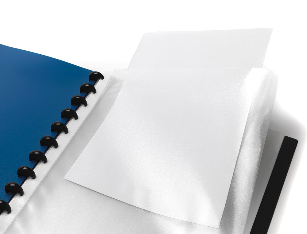 CARPETA LIDERPAPEL A4 CON 40 FUNDAS INTERCAMBIABLES 5 SEP SOBRE Y GOMILLA PORTADA Y LOMOPERSONALIZABLE TRANSPARENTE