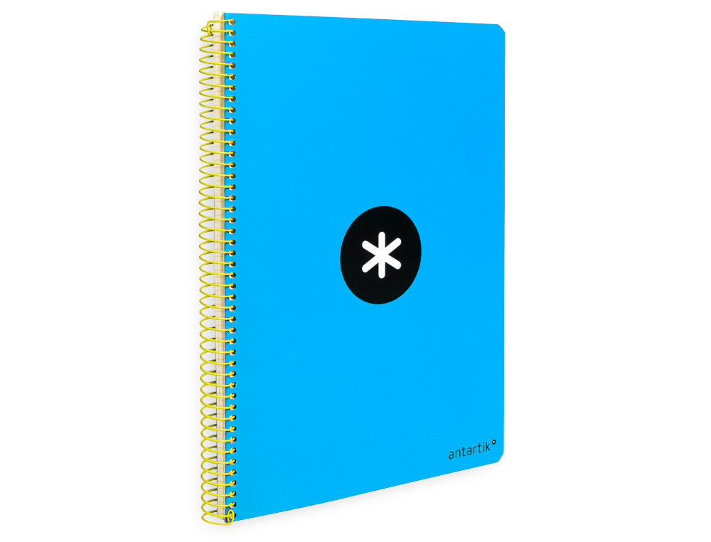 CUADERNO ESPIRAL A4 ANTARTIK TAPA DURA 80H 90GR CUADRO 4MM CON MARGEN COLOR AZUL