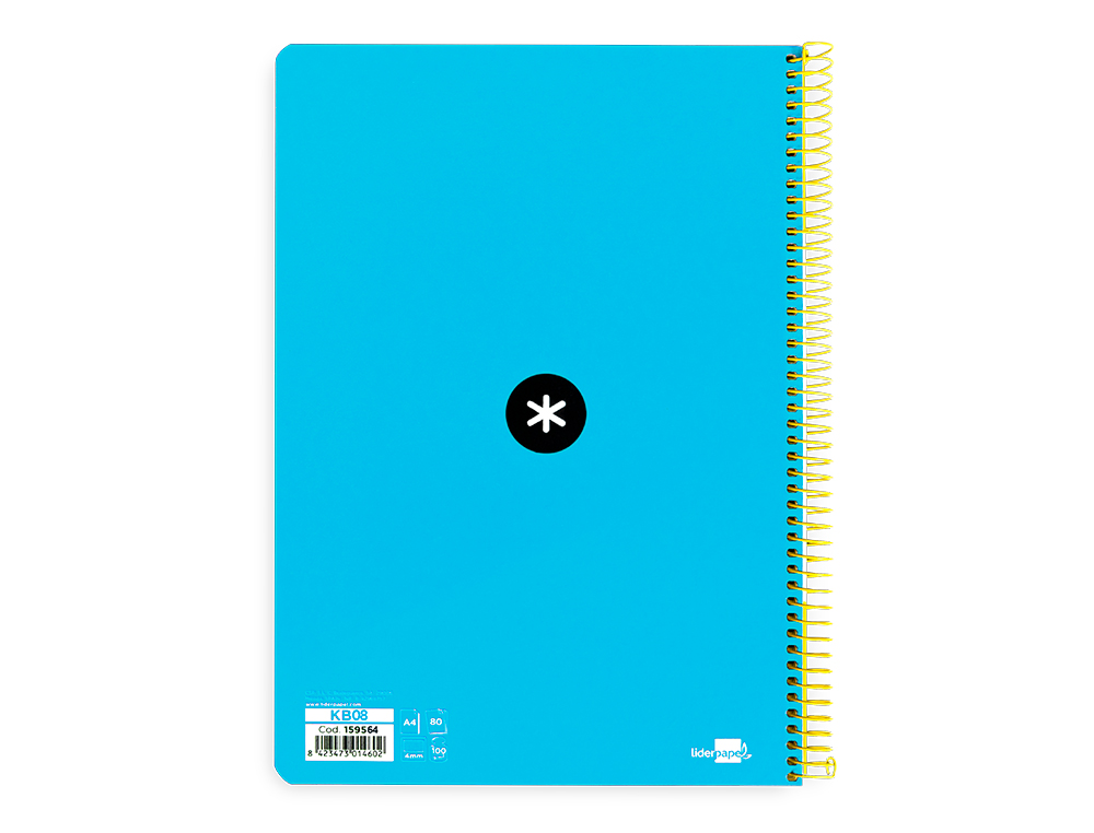 CUADERNO ESPIRAL A4 ANTARTIK TAPA DURA 80H 90GR CUADRO 4MM CON MARGEN COLOR AZUL