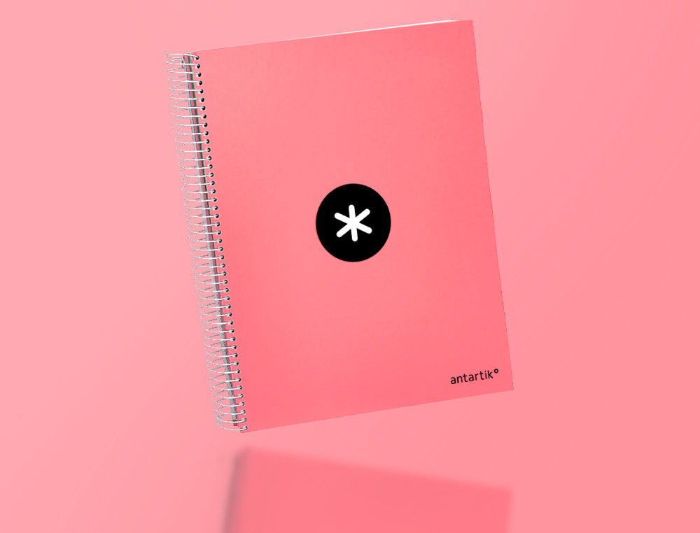 CUADERNO ESPIRAL A4 MICRO ANTARTIK TAPA FORRADA 120H 90 GR HORIZONTAL 5 BANDAS 4 TALADROS COLOR CORAL