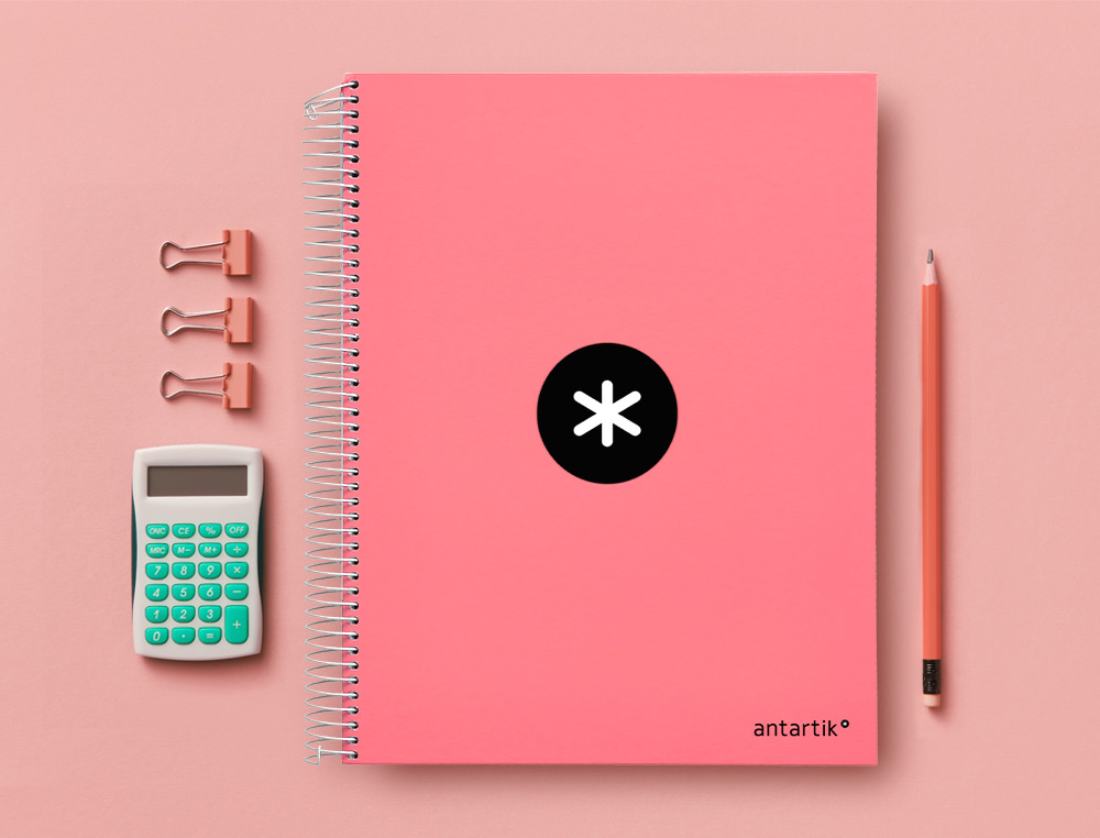 CUADERNO ESPIRAL A4 MICRO ANTARTIK TAPA FORRADA 120H 90 GR HORIZONTAL 5 BANDAS 4 TALADROS COLOR CORAL