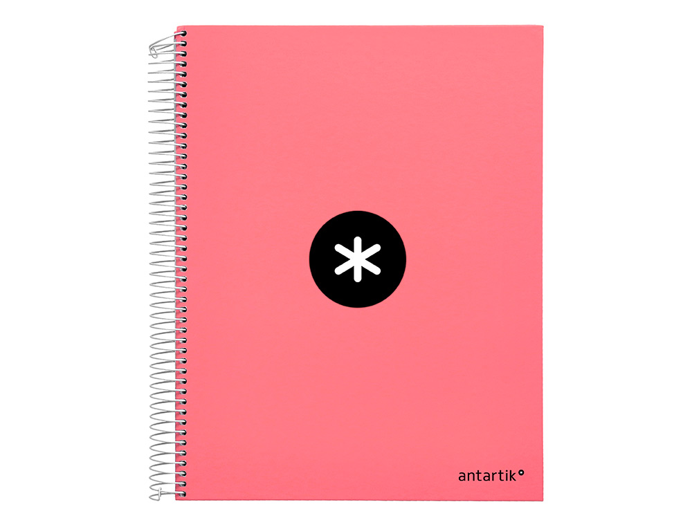 CUADERNO ESPIRAL A4 MICRO ANTARTIK TAPA FORRADA 120H 90 GR HORIZONTAL 5 BANDAS 4 TALADROS COLOR CORAL