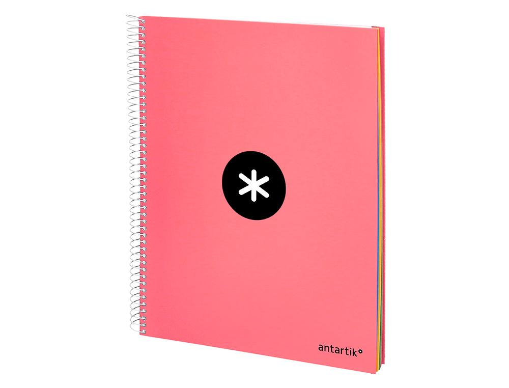 CUADERNO ESPIRAL A4 MICRO ANTARTIK TAPA FORRADA 120H 90 GR HORIZONTAL 5 BANDAS 4 TALADROS COLOR CORAL