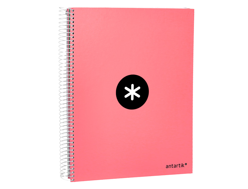 CUADERNO ESPIRAL A4 MICRO ANTARTIK TAPA FORRADA 120H 90 GR HORIZONTAL 5 BANDAS 4 TALADROS COLOR CORAL