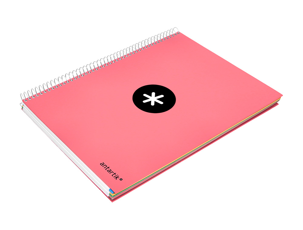 CUADERNO ESPIRAL A4 MICRO ANTARTIK TAPA FORRADA 120H 90 GR HORIZONTAL 5 BANDAS 4 TALADROS COLOR CORAL