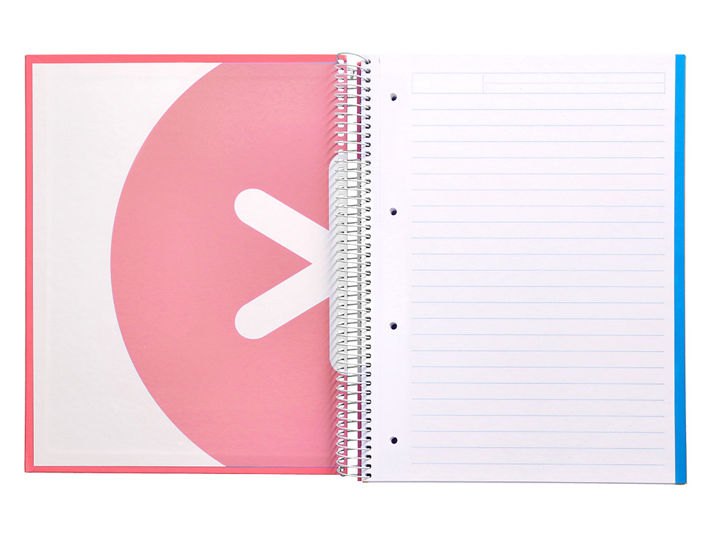CUADERNO ESPIRAL A4 MICRO ANTARTIK TAPA FORRADA 120H 90 GR HORIZONTAL 5 BANDAS 4 TALADROS COLOR CORAL