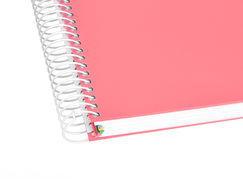 CUADERNO ESPIRAL A4 MICRO ANTARTIK TAPA FORRADA 120H 90 GR HORIZONTAL 5 BANDAS 4 TALADROS COLOR CORAL