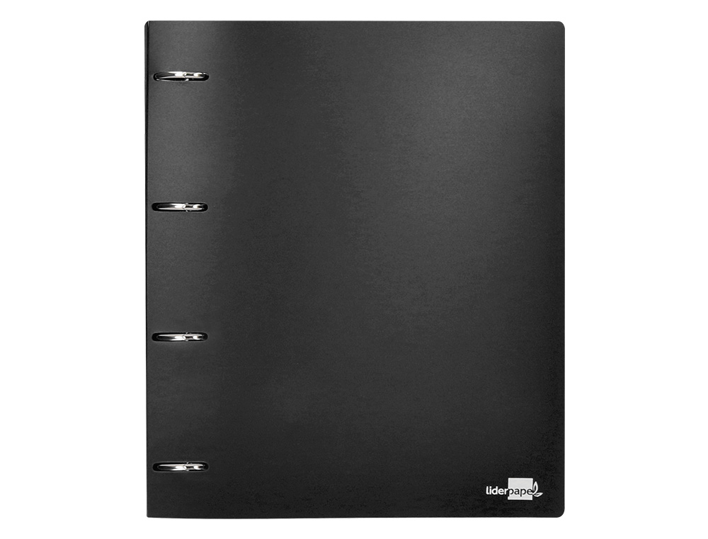 CARPETA LIDERPAPEL 4 ANILLAS 40 MM MIXTAS POLIPROPILENO DIN A4 NEGRO OPACO