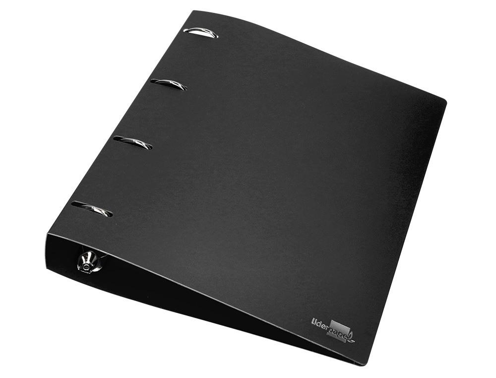 CARPETA LIDERPAPEL 4 ANILLAS 40 MM MIXTAS POLIPROPILENO DIN A4 NEGRO OPACO
