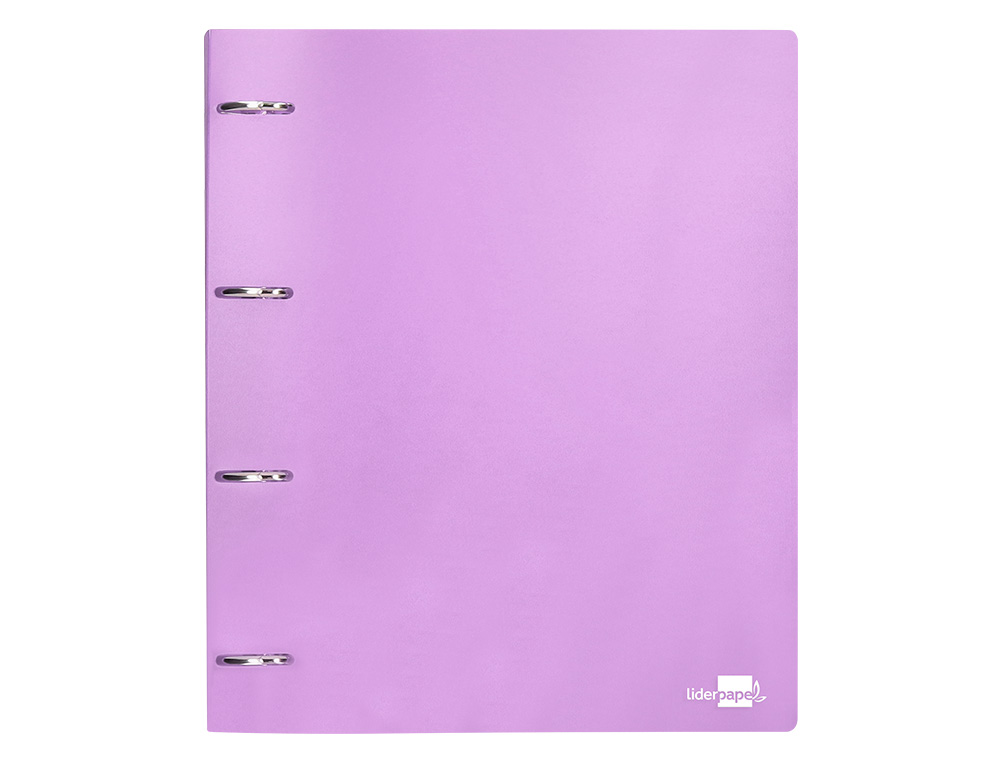 CARPETA LIDERPAPEL 4 ANILLAS MIXTAS 40 MM POLIPROPILENO DIN A4 LAVANDA OPACO