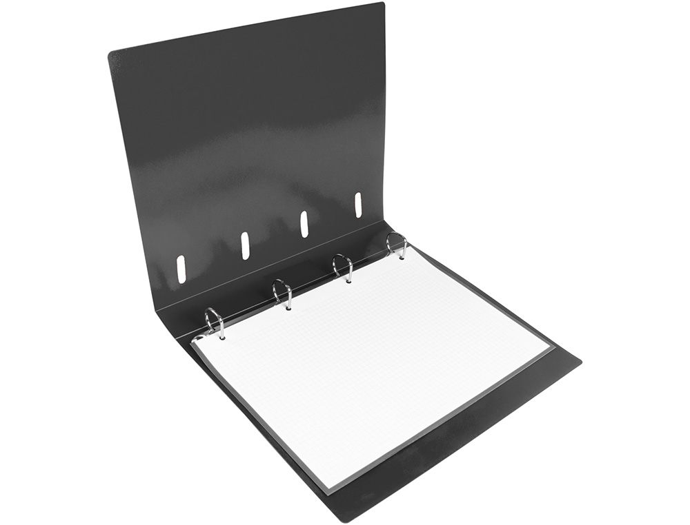 CARPETA CON RECAMBIO LIDERPAPEL A4 CUADRO 5MM 100 HOJAS 80G POLIPROPILENO 4 ANILLAS MIXTAS 25MM NEGRO