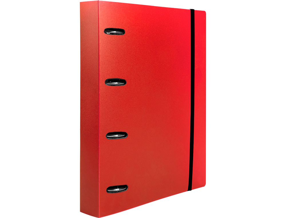 CARPETA CON RECAMBIO LIDERPAPEL A4 CUADRO 5MM 100 HOJAS 80G POLIPROPILENO 4 ANILLAS MIXTAS 25MM ROJO