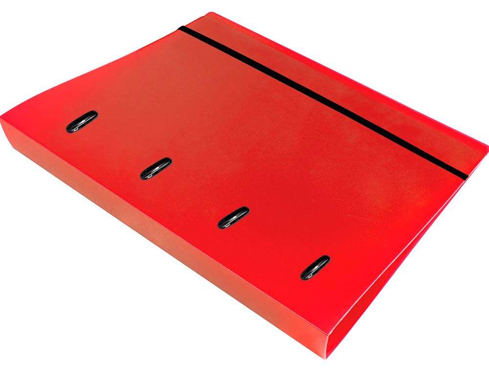 CARPETA CON RECAMBIO LIDERPAPEL A4 CUADRO 5MM 100 HOJAS 80G POLIPROPILENO 4 ANILLAS MIXTAS 25MM ROJO