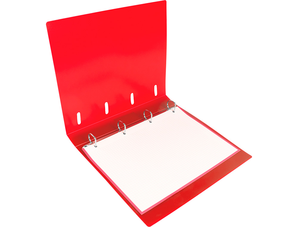 CARPETA CON RECAMBIO LIDERPAPEL A4 CUADRO 5MM 100 HOJAS 80G POLIPROPILENO 4 ANILLAS MIXTAS 25MM ROJO