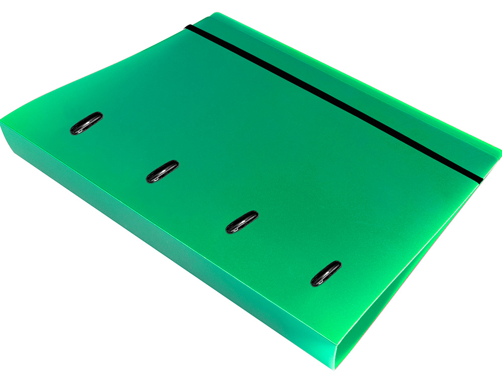 CARPETA CON RECAMBIO LIDERPAPEL A4 CUADRO 5MM 100 HOJAS 80G POLIPROPILENO 4 ANILLAS 40MM VERDE TRANSLUCIDO