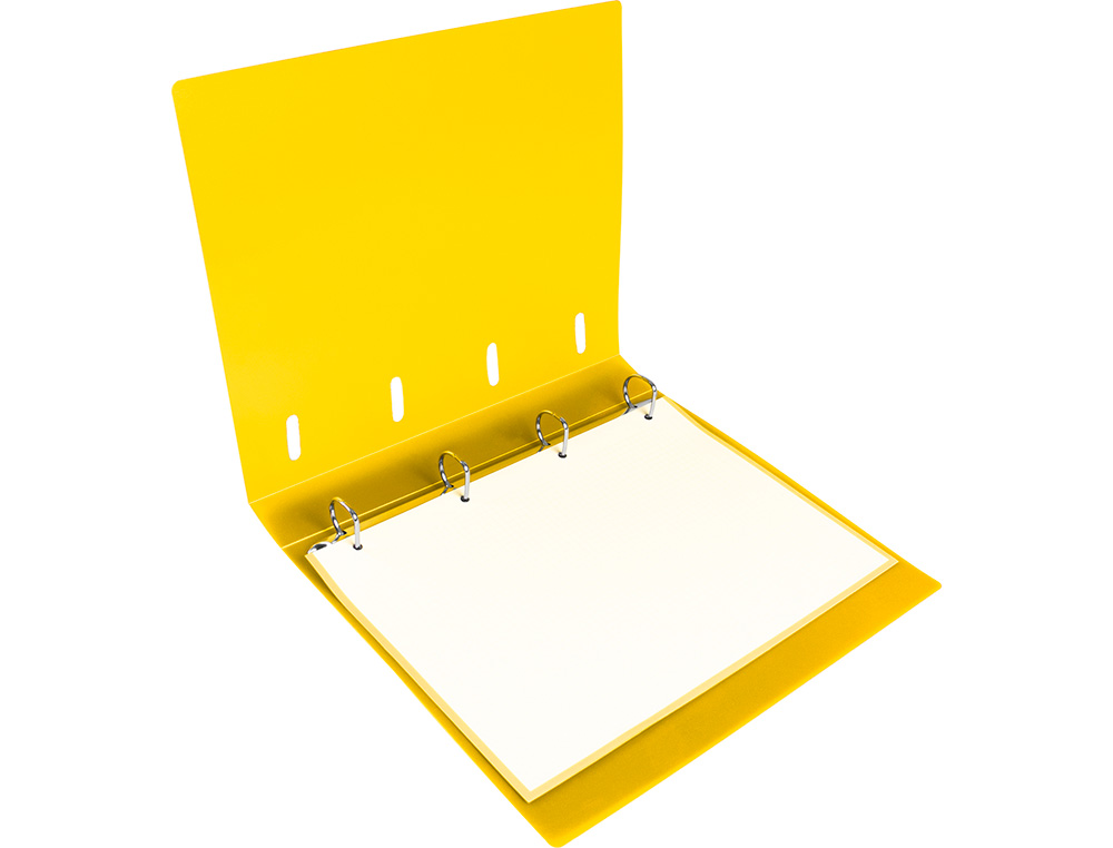 CARPETA CON RECAMBIO LIDERPAPEL A4 CUADRO 5MM 100 HOJAS 80G POLIPROPILENO 4 ANILLAS 40MM AMARILLO FLUOR