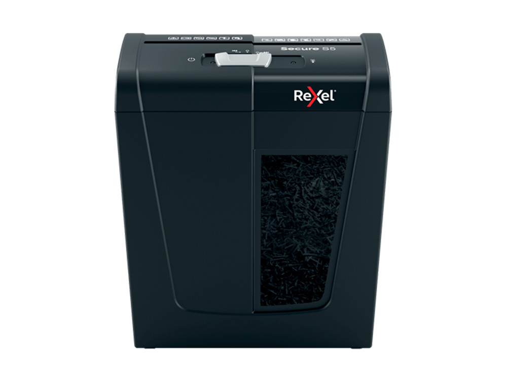 DESTRUCTORA DE DOCUMENTOS REXEL SECURE S5 EU CAPACIDAD 5 HOJAS GRAPAS CLIPS TARJETAS Y CD PAPELERA 10 L