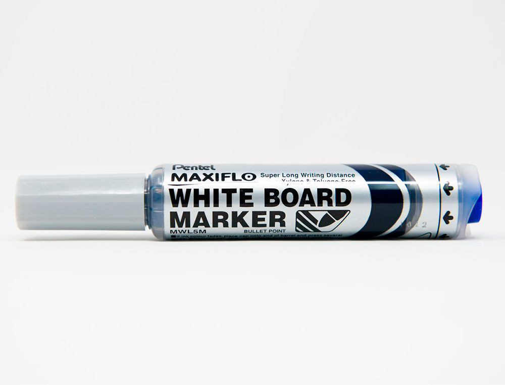 ROTULADOR PENTEL MAXIFLO PARA PIZARRA BLANCA PUNTA REDONDA 2,5-6 MM SET DE 4 UNIDADES COLORES BASICOS