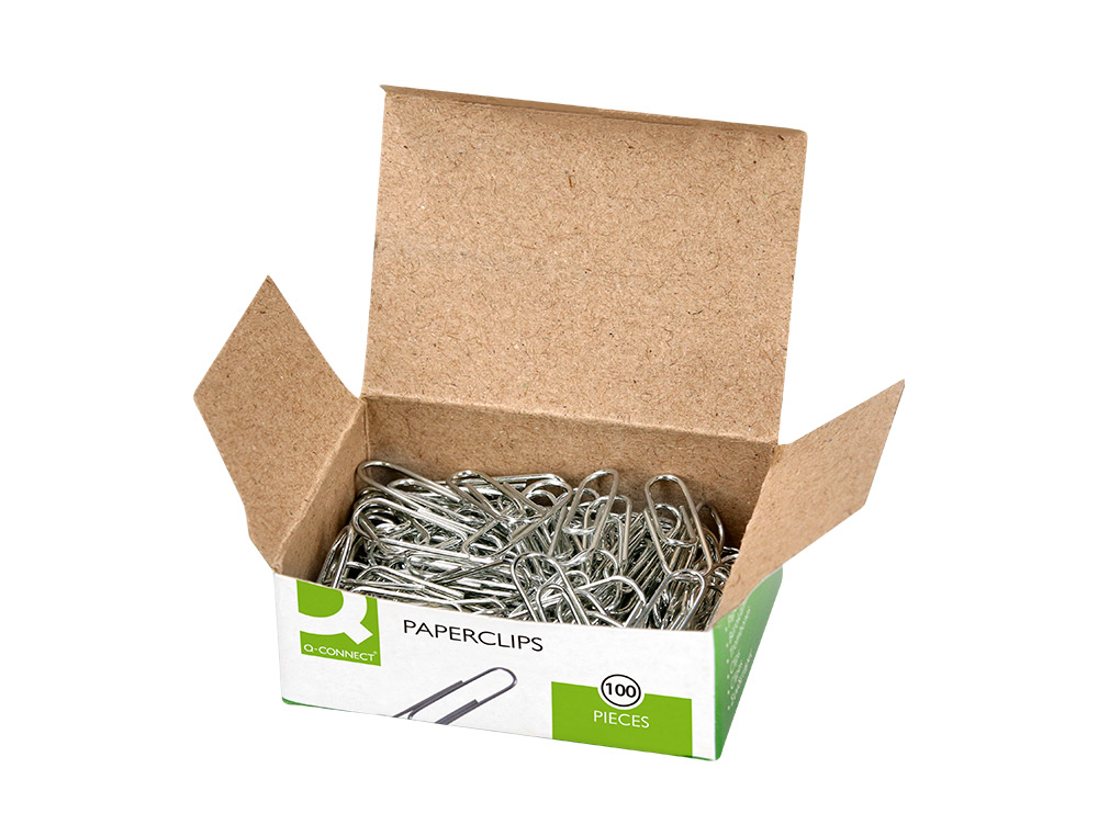 CLIPS ZINC Q-CONNECT N 1 LABIADOS 20 MM CAJA DE 100 UNIDADES