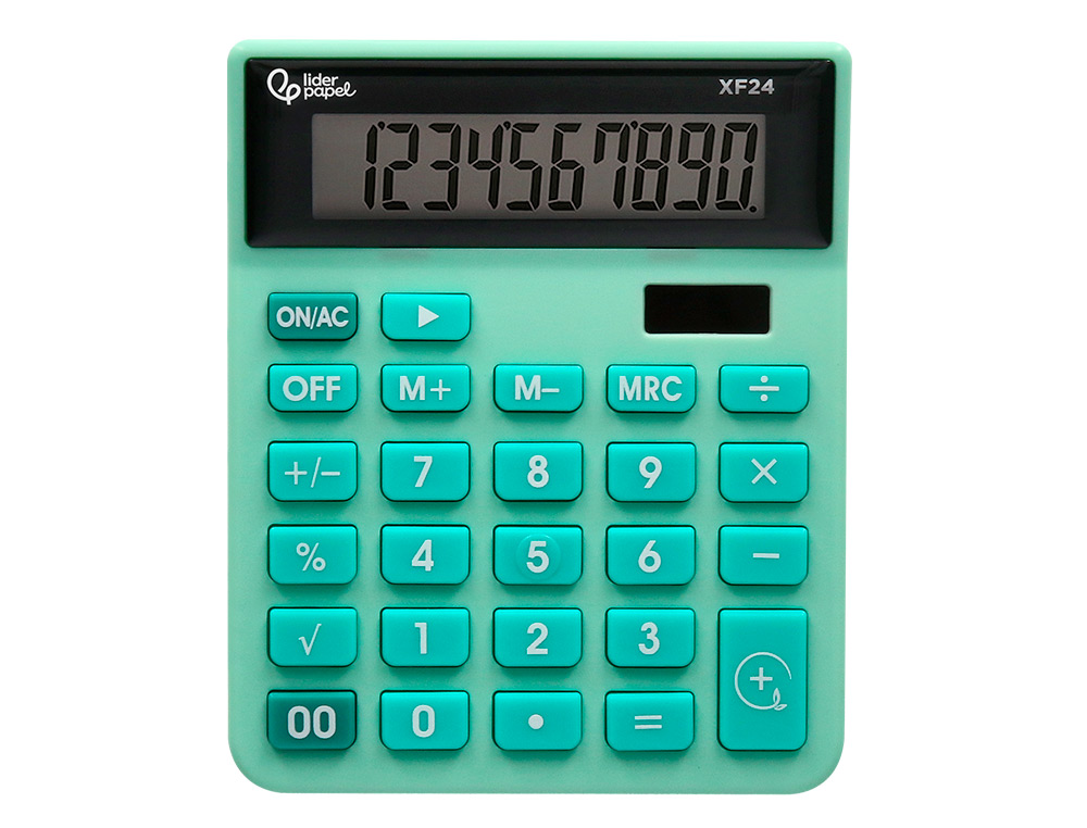 CALCULADORA LIDERPAPEL SOBREMESA XF24 10 DIGITOS SOLAR Y PILAS COLOR VERDE 127X105X24 MM