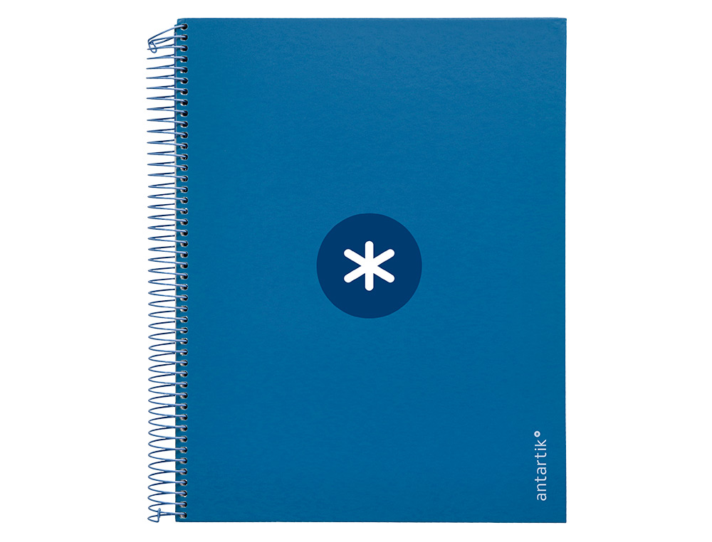 CUADERNO ESPIRAL A4 MICRO ANTARTIK TAPA FORRADA 120H 90 GR HORIZONTAL 5 BANDAS 4 TALADROS COLOR AZUL OSCURO