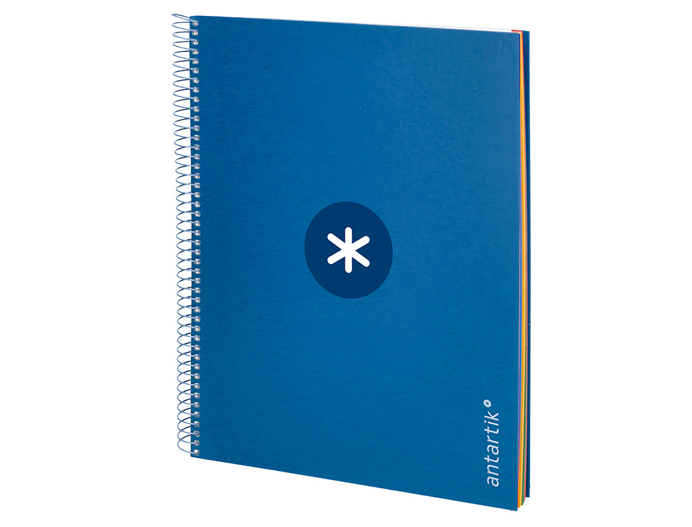 CUADERNO ESPIRAL A4 MICRO ANTARTIK TAPA FORRADA 120H 90 GR HORIZONTAL 5 BANDAS 4 TALADROS COLOR AZUL OSCURO
