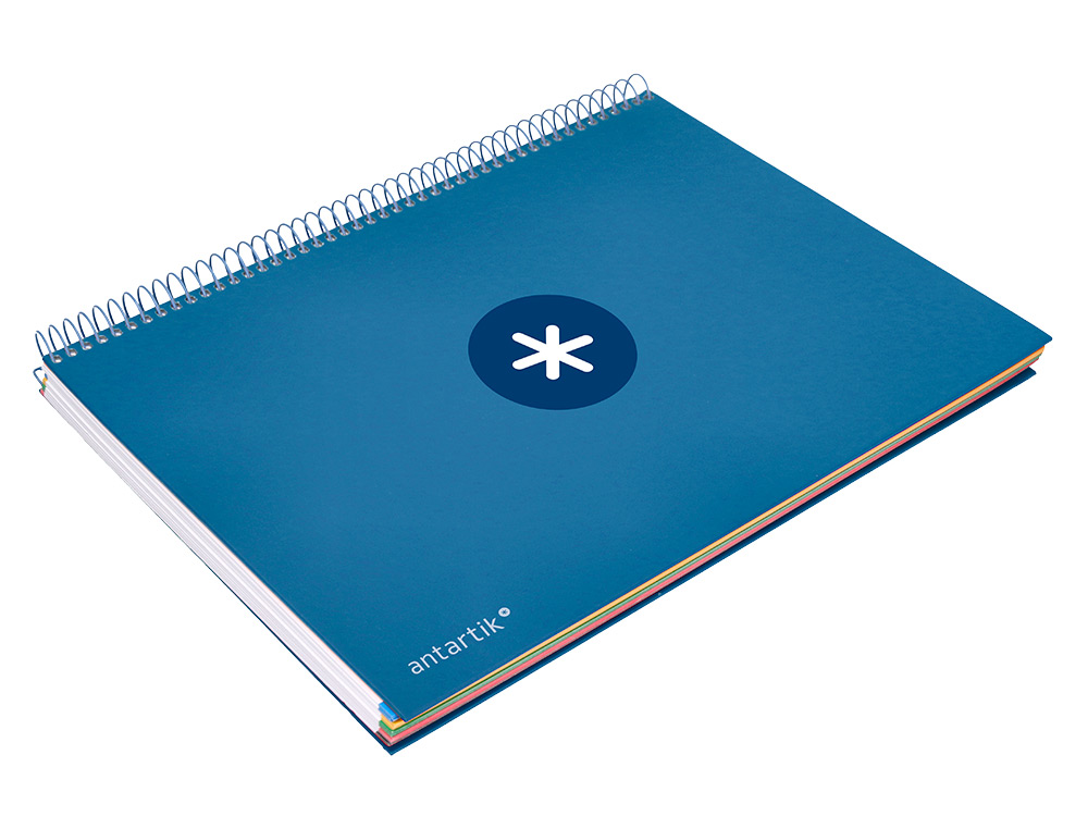 CUADERNO ESPIRAL A4 MICRO ANTARTIK TAPA FORRADA 120H 90 GR HORIZONTAL 5 BANDAS 4 TALADROS COLOR AZUL OSCURO