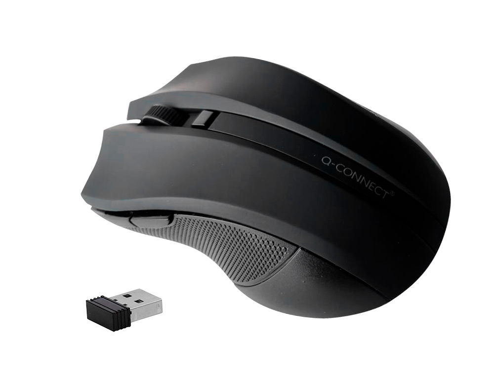 RATON Q-CONNECT OPTICO INALAMBRICO 1000 DPI RECEPTOR USB 2,4 GHZ NEGRO