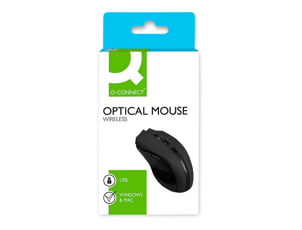 RATON Q-CONNECT OPTICO INALAMBRICO 1000 DPI RECEPTOR USB 2,4 GHZ NEGRO