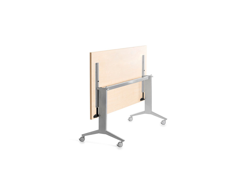 MESA DE OFICINA ROCADA 140X80CM CON TABLERO ABATIBLE 90 ACABADO FD01 ALUMINIO/HAYA