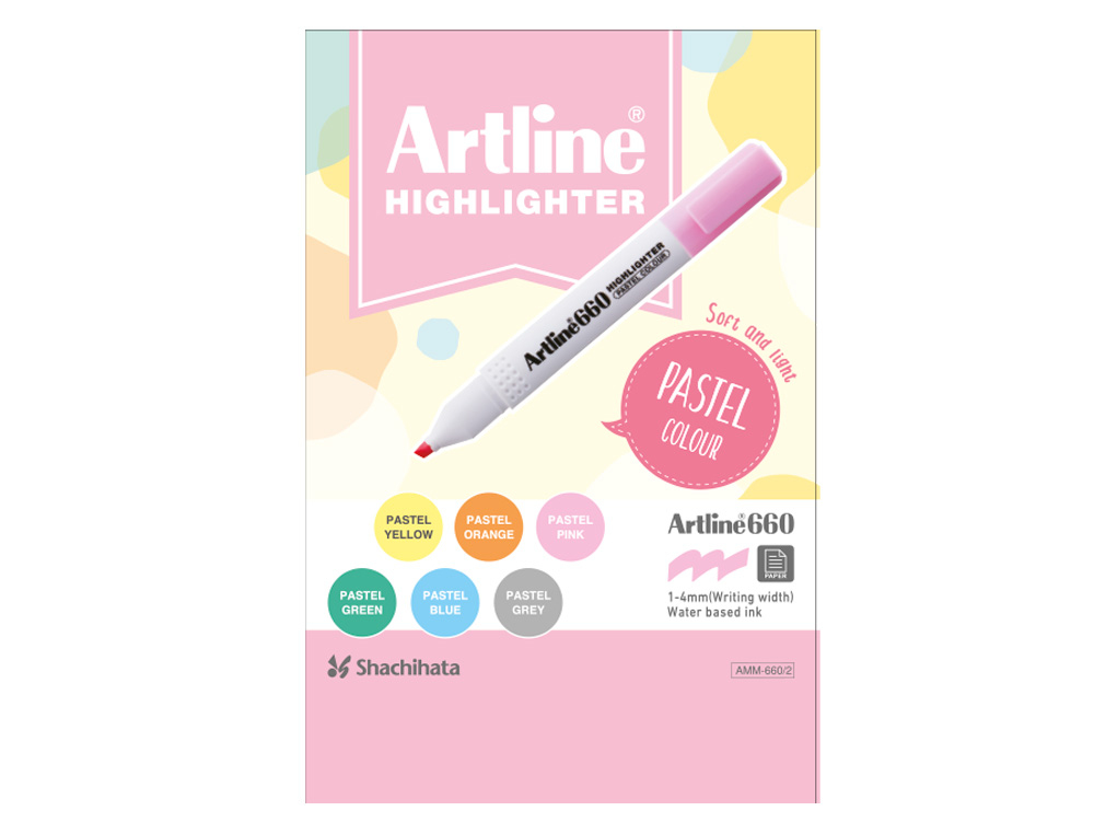 ROTULADOR ARTLINE FLUORESCENTE EK-660 COLORES PASTEL EXPOSITOR DE 36 UNIDADES COLORES SURTIDOS