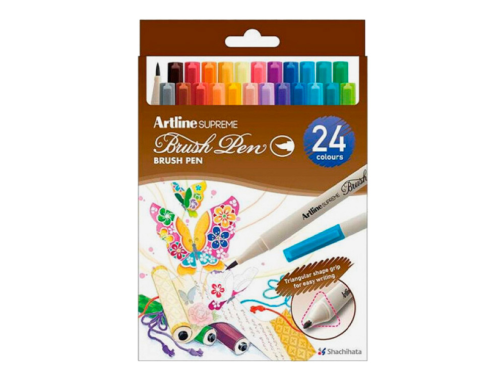 ROTULADOR ARTLINE SUPREME BRUSH PINTURA BASE AGUA PUNTA TIPO PINCEL TRAZO FINO BOLSA 24 UNIDADES COLORES SURTIDOS