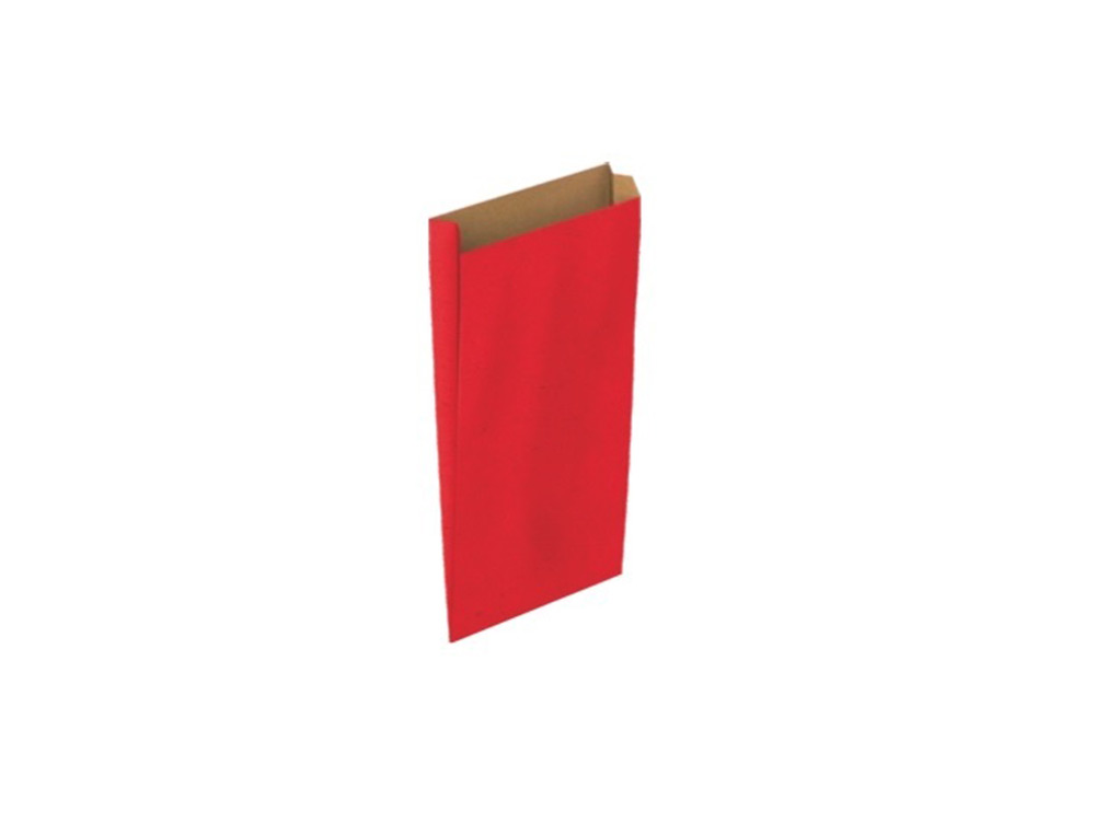 SOBRE PAPEL BASIKA KRAFT ROJO CON FUELLE XXS 100X200X30 MM PAQUETE DE 25 UNIDADES