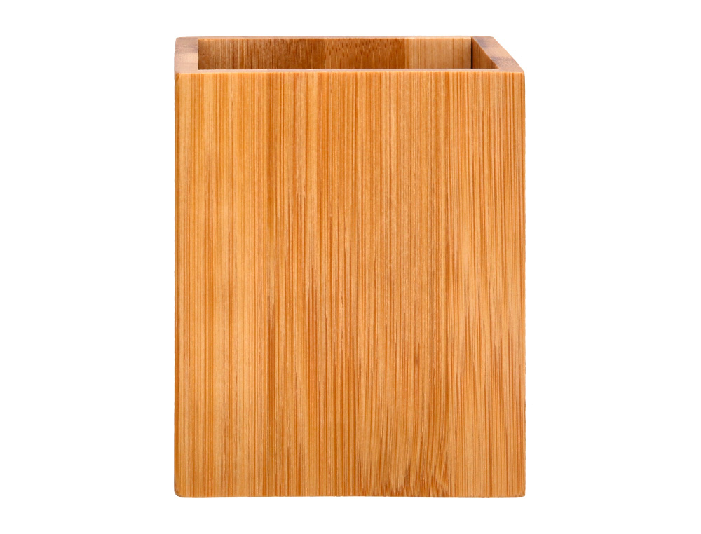 CUBILETE PORTALAPICES LIDERPAPEL BAMBU 100% NATURAL ECOUSE CUADRADO 80X80X100 MM