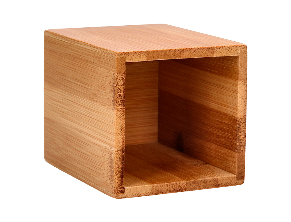 CUBILETE PORTALAPICES LIDERPAPEL BAMBU 100% NATURAL ECOUSE CUADRADO 80X80X100 MM