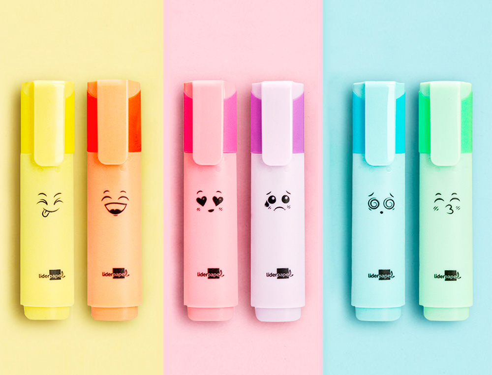 ROTULADOR LIDERPAPEL FLUORESCENTE PASTEL PUNTA BISELADA ESTUCHE DE 6 UNIDADES COLORES SURTIDOS