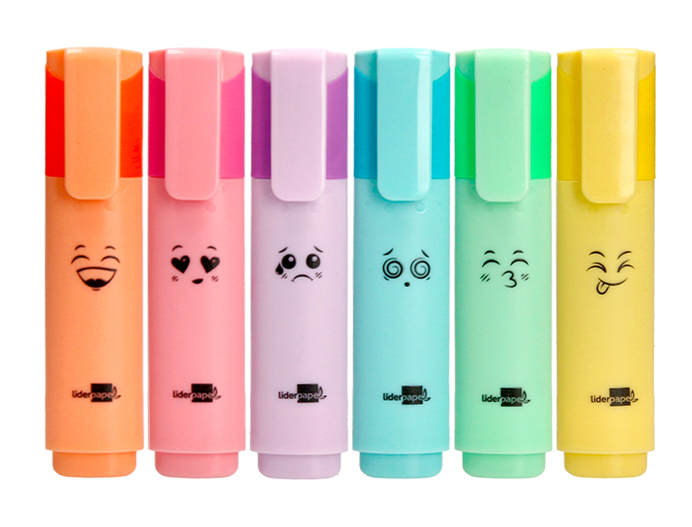 ROTULADOR LIDERPAPEL FLUORESCENTE PASTEL PUNTA BISELADA ESTUCHE DE 6 UNIDADES COLORES SURTIDOS