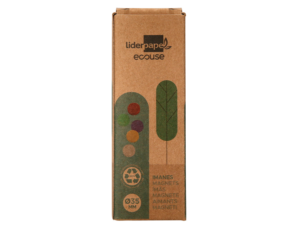 IMANES PARA SUJECION LIDERPAPEL ECOUSE PP RECICLADO PARA PIZARRA MAGNETICA 35 MM CAJA DE 10 UNIDADES