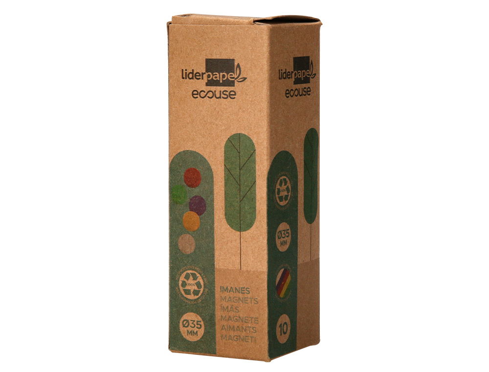 IMANES PARA SUJECION LIDERPAPEL ECOUSE PP RECICLADO PARA PIZARRA MAGNETICA 35 MM CAJA DE 10 UNIDADES
