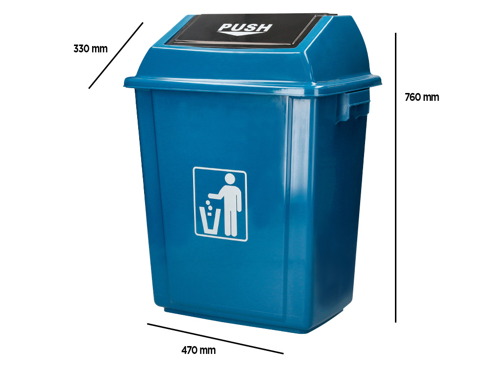 PAPELERA CONTENEDOR Q-CONNECT PLASTICO CON TAPA DE BALANCIN 58 LITROS AZUL 470X330X760 MM