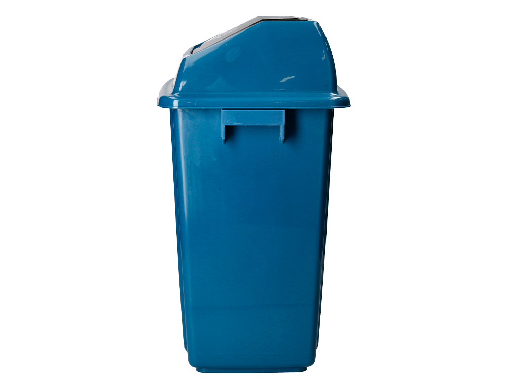PAPELERA CONTENEDOR Q-CONNECT PLASTICO CON TAPA DE BALANCIN 58 LITROS AZUL 470X330X760 MM