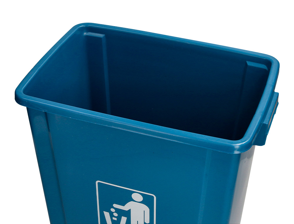 PAPELERA CONTENEDOR Q-CONNECT PLASTICO CON TAPA DE BALANCIN 58 LITROS AZUL 470X330X760 MM