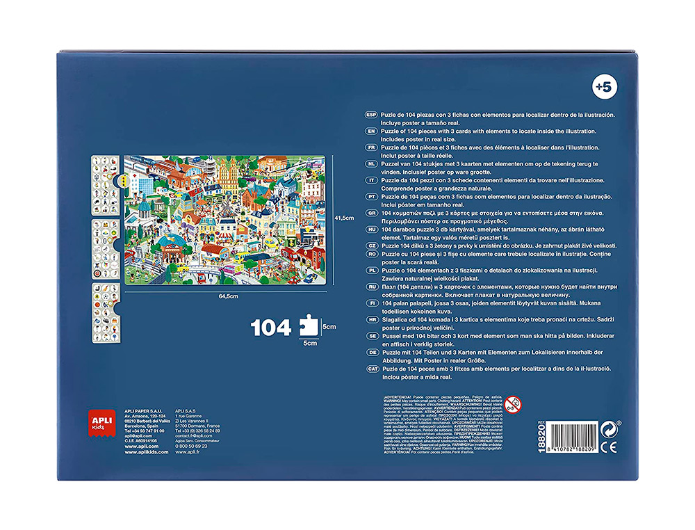 PUZLE APLI OBSERVACION DE LA CIUDAD 104 PIEZAS TAMAÑO 5X5 CM