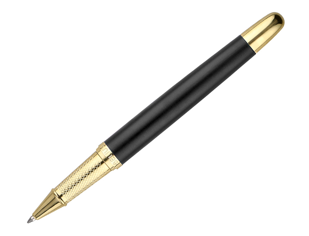 BOLIGRAFO Y ESTUCHE BELIUS SOIREE COLOR NEGRO Y DORADO TINTA AZUL CAJA DE DISEO